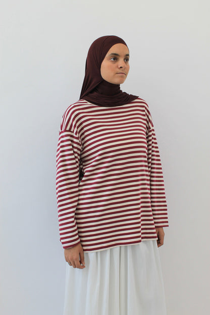 T-Shirt Marinière Marron
